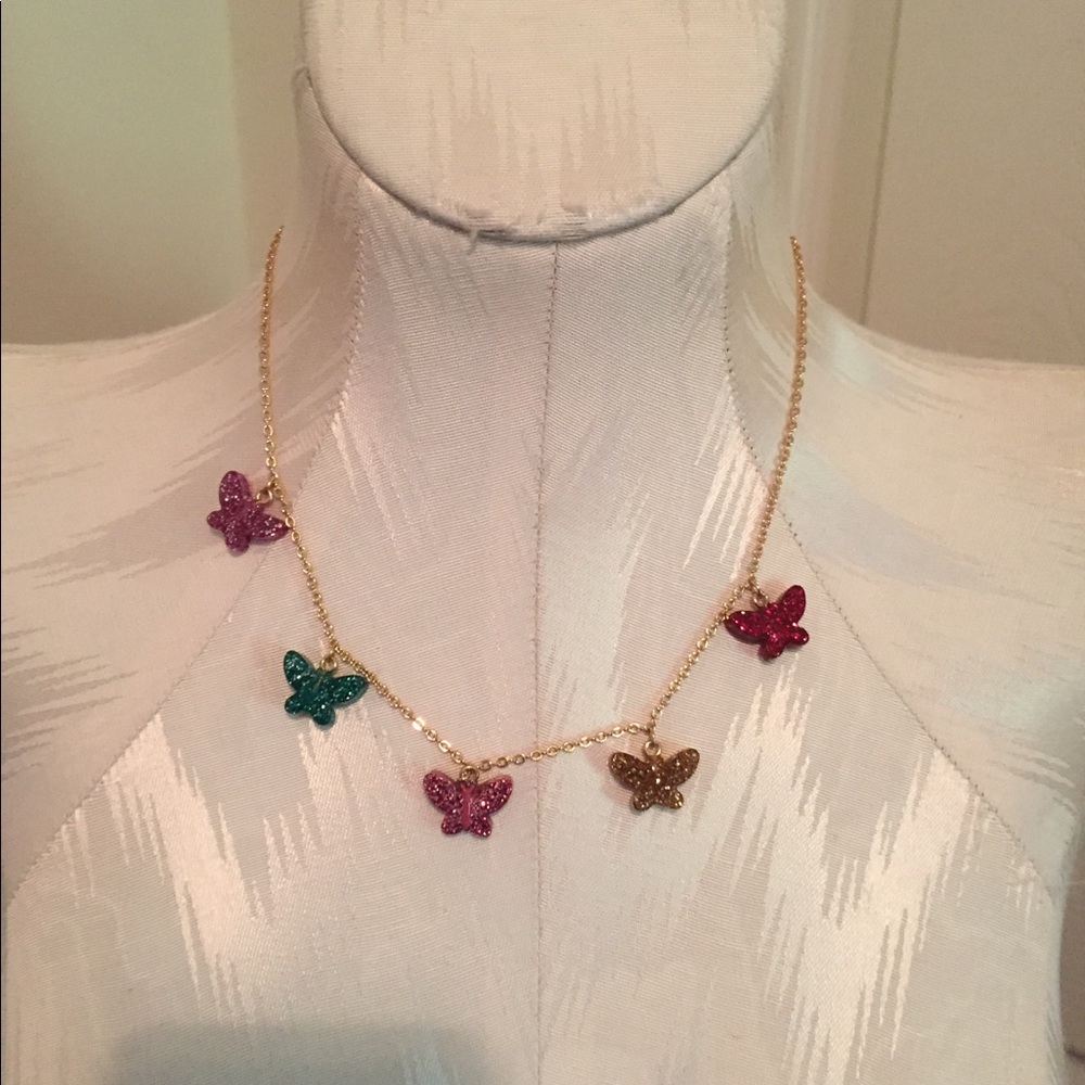 Crewcuts girl butterfly necklace NWT and bag